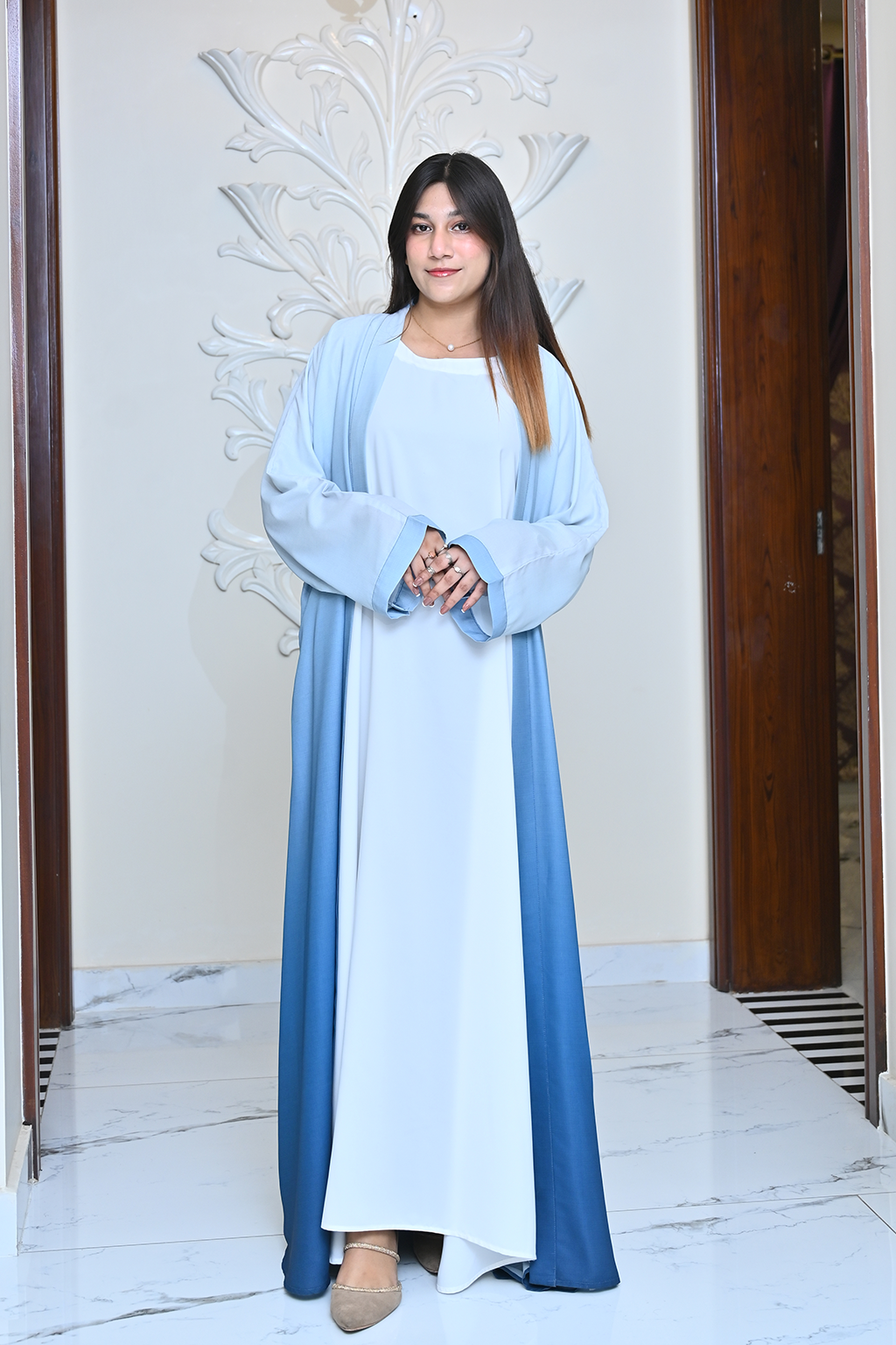 Tie & Dye Sky Blue Abaya