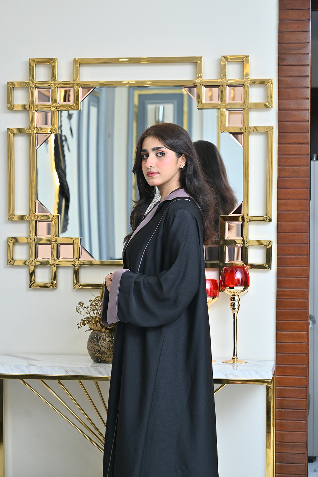 Classic Black Coated Abaya Set