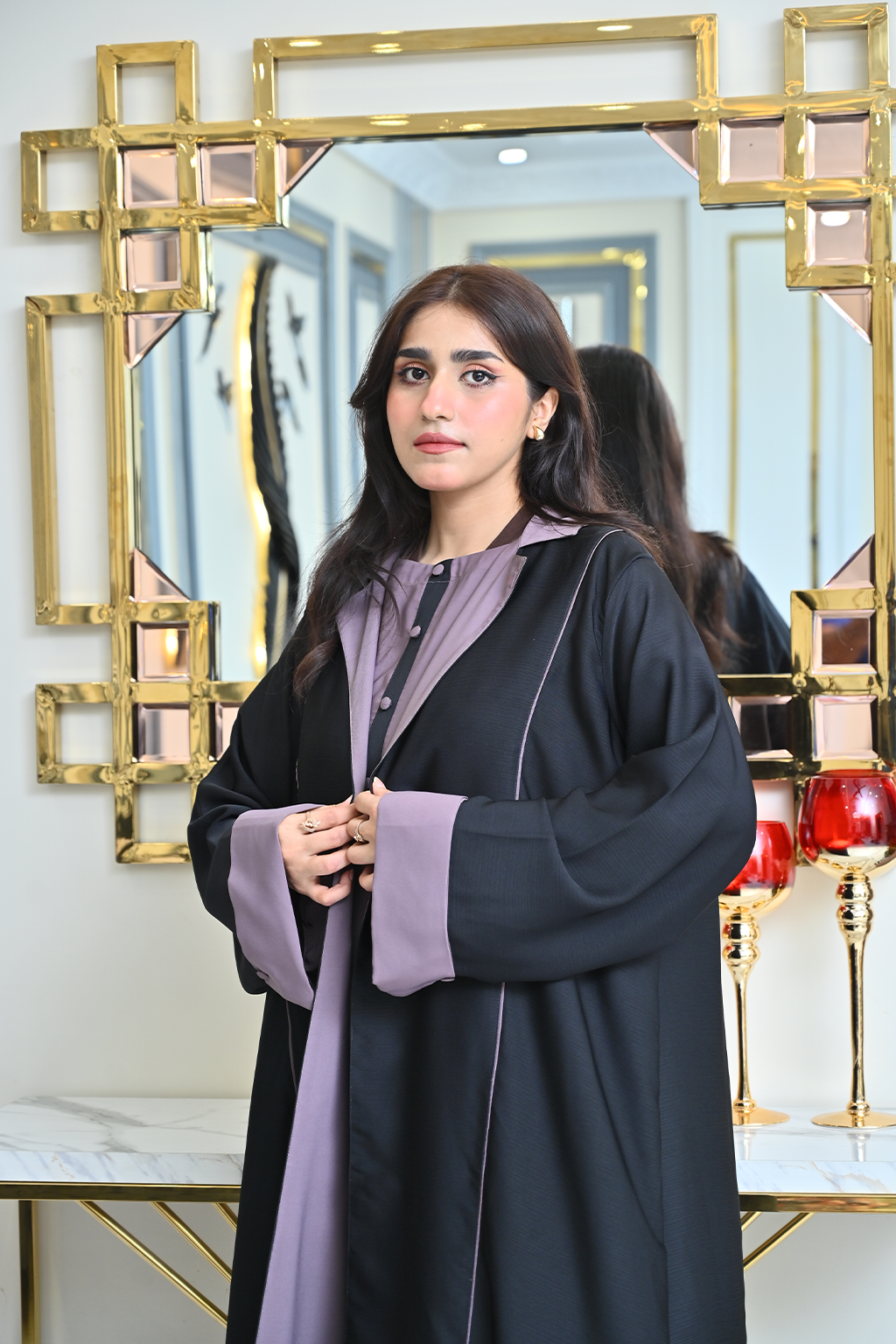 Classic Black Coated Abaya Set