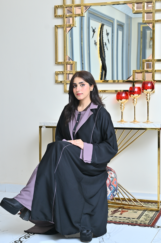 Classic Black Coated Abaya Set