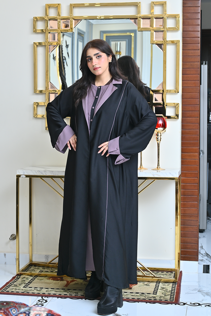 Classic Black Coated Abaya Set