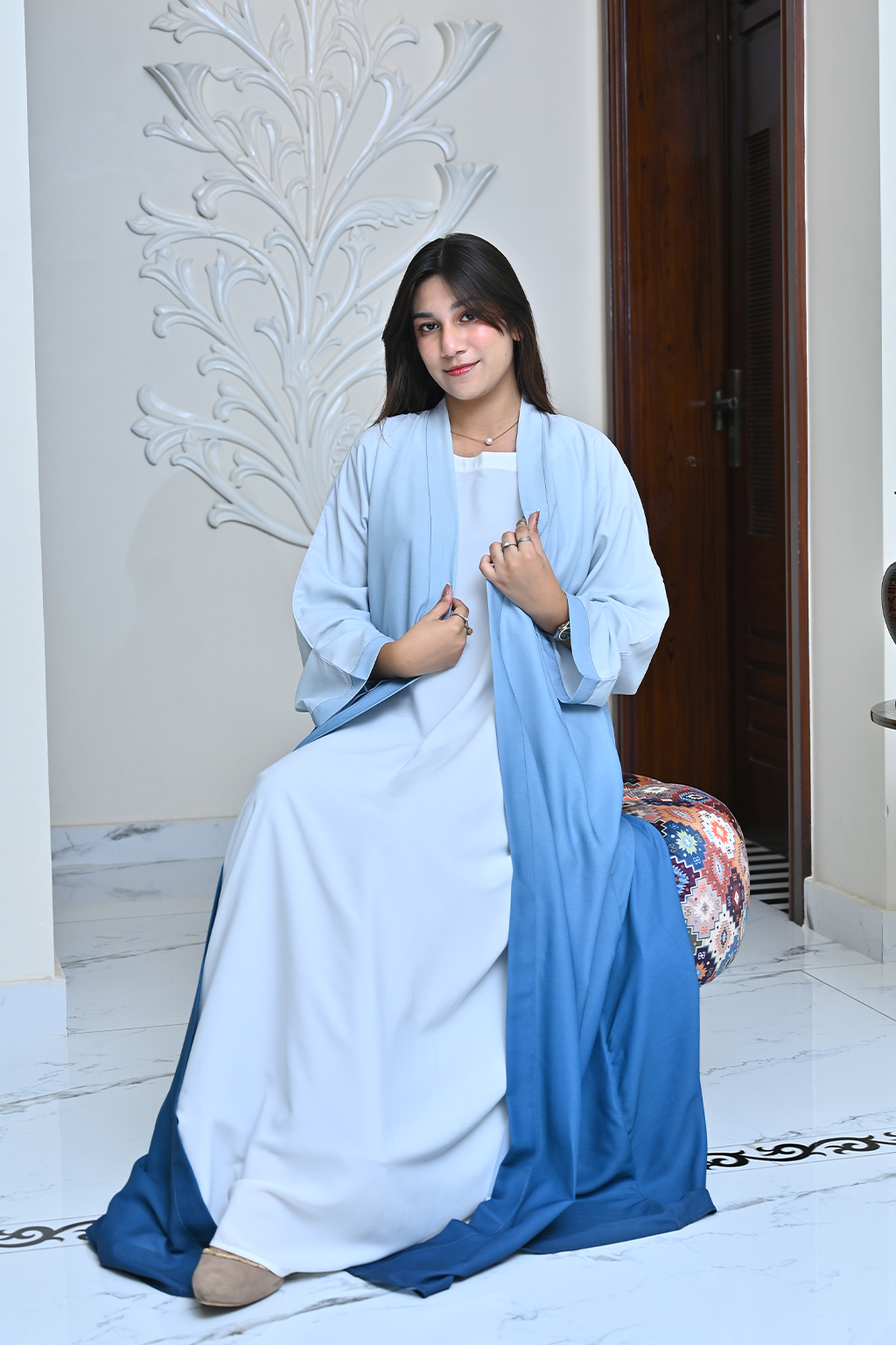 Tie & Dye Sky Blue Abaya